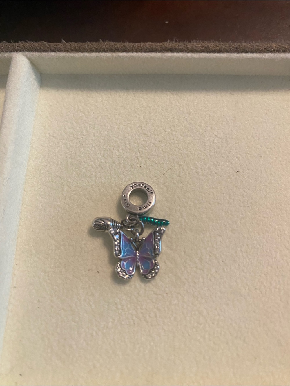 Linx Sterling Silver Blue-Purple Enamel Butterfly Dangle Charm